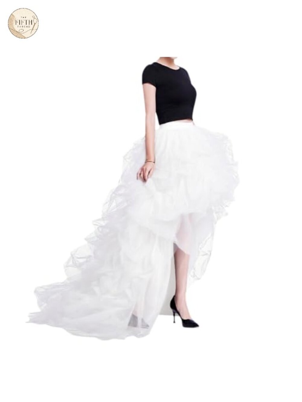 High Low Ruffled Tulle Skirt Asymmetrical Party Evening